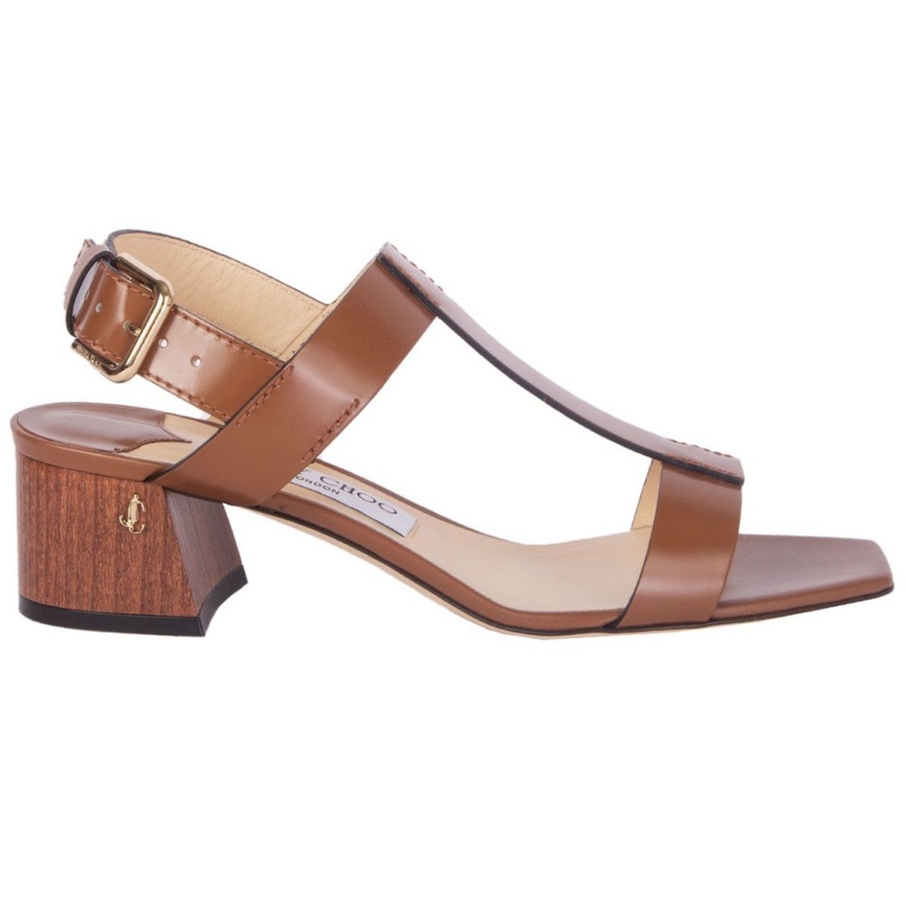 Jimmy Choo Women's Jin 45mm Mid Heel Square Toe Buckled Sandals